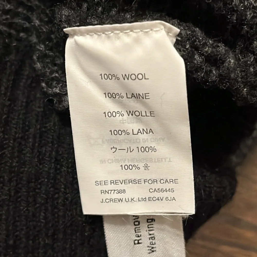 J Crew black pullover wool shawl collar sweater size large